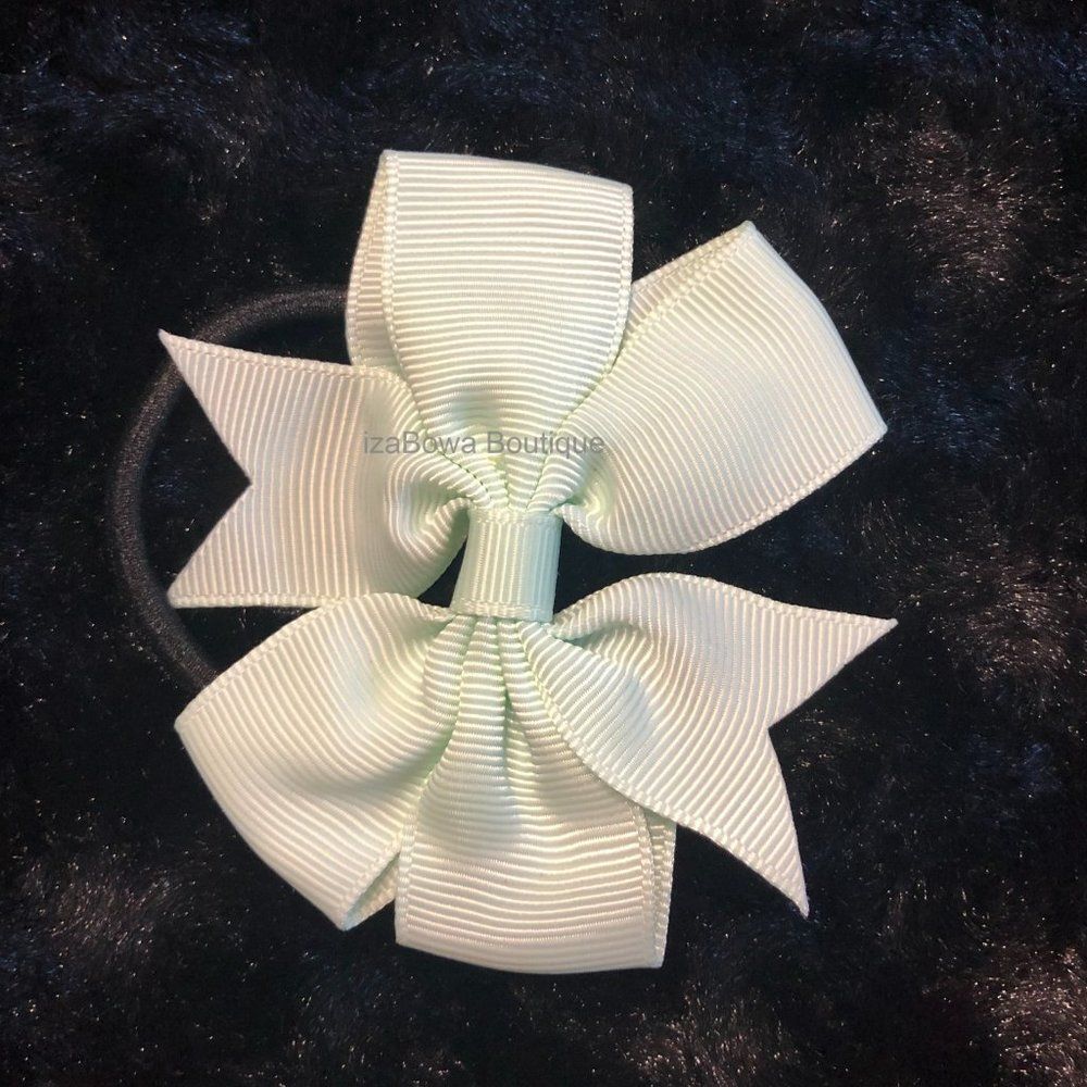 SET of Soft Mint 3" Pinwheel Bow Ponytail   PO4096 HAND CRAFTED